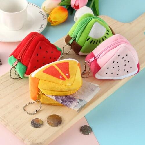 Cute Fruit Coin Purses Women Girls Plush Coin Wallet Bag Winter Small Money Bag For Children Kid Gift Shopping Change Pocket