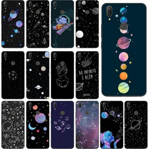 YNDFCNB Outer Space Planet Stars Moon Spaceship Phone Case for vivo Y91C Y11 17 19 53 81 31 91 for Oppo a9 2020