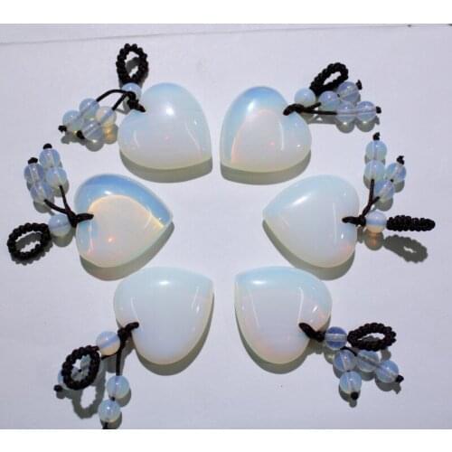25mm Heart pendant Natural stone Opal Quartz Crystal for diy Jewelry making Womens men key pendants charms wholesale 1pcs