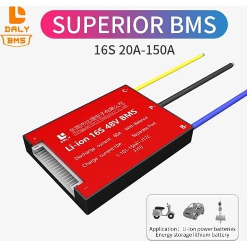 18650 Battery bms 16S 60V 120A 150A 3.7V li-ion bms for lithium battery For Rechargeable Lithium With Separate Port Balance