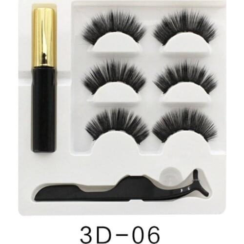Magnetic Fake Lashes,Imported Fiber 3 Pairs Of Five Magnet Eyelashes Set With Tweezers,Eyeliner,Magnetic False Eyelashes