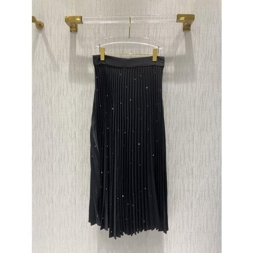 Fashion 2021 new ladies sexy solid color hot diamond pleated skirt 1230