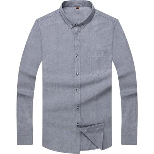 Plus size 8XL 6XL 5XL 4XL New quality mens slim long sleeve shirt blue Oxford shirt mens casual business shirt 4 colors Big