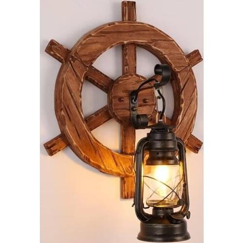 Wall Lamp Bedroom Lamp Canteen Light Restaurant Lamp Bar Light Industry style Wooden and Metal