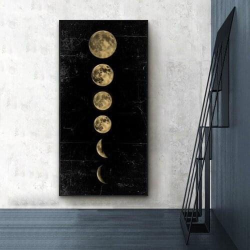 Big Size Eclipse of The Moon Wall Art Pictures Minimalist Canvas Print Poster Universe Long Banner Art Painting Home Decor