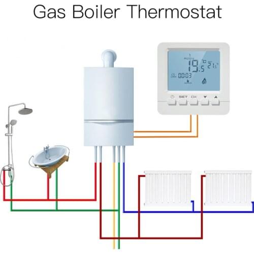 Wall-Hung Gas Boiler Heating Temperature Programmable Thermostat LCD 5A Thermoregulator With Backlight