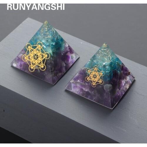 Natural Crystal Healing Stone Gold Wire Orgone Pyramid Figurine Energy Quartz Generator For Meditation Reiki Balancing