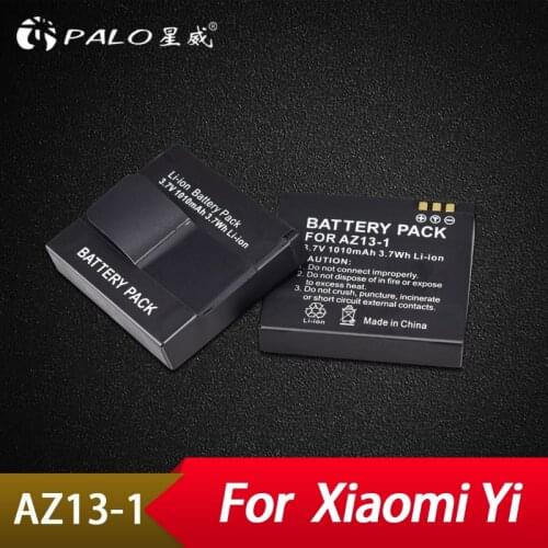 Palo 2Pcs XIAOYI AZ13 Rechargable Li-ion Battery For Xiaomi Yi Action Camera 3.7v 1010mAH Xiaomiyi Sport camera Accessories