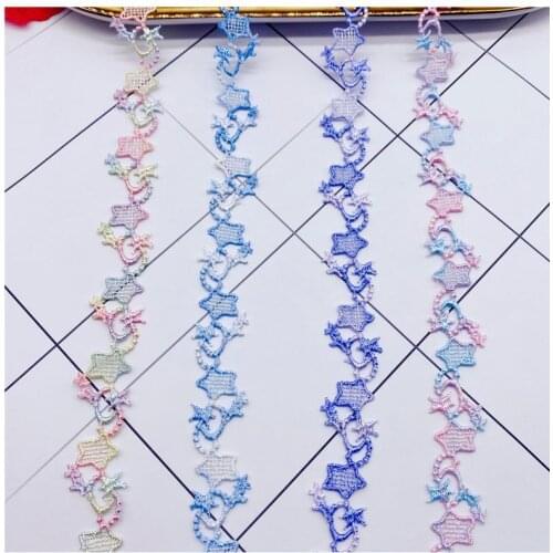 Rainbow star water soluble manual polyester bar code lace trim ribbon four-color childrens clothing wedding dress accessories