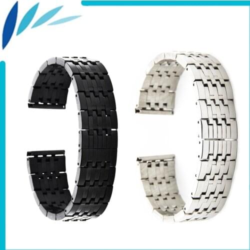 Stainless Steel Watch Band 22mm for Jacques Lemans Strap Wrist Loop Belt Bracelet Black Silver + Spring Bar + Tool
