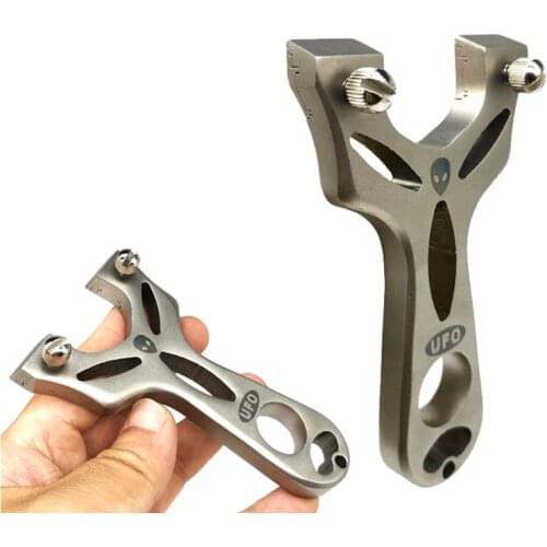 304 Stainless Steel Slingshot Catapult New UFO Hunting Slingshot with Powerful Flat Rubber Band for Outdoor Games Shooting