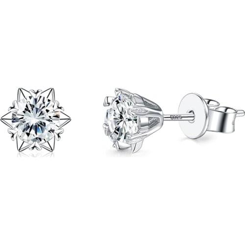ZEMIOR Snowflake Earrings For Women 925 Sterling Silver Shining 5A+ Cubic Zirconia Stud Earring Fine Jewelry Anniversary Gift