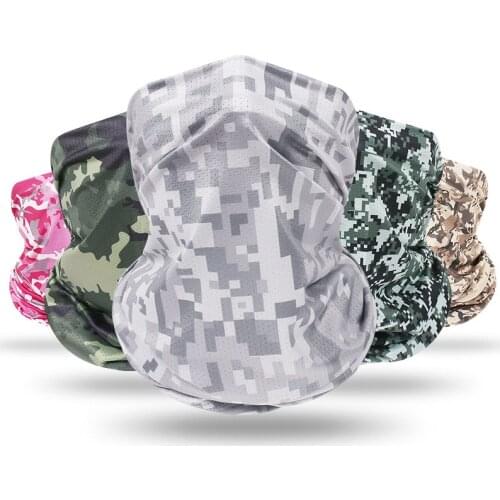 2021 Ice Silk Camouflage Outdoors Fishing Cycling Sunscreen Scarf Unisex Face Scarf Neck UV Sun Cover Smooth Breathable Sports
