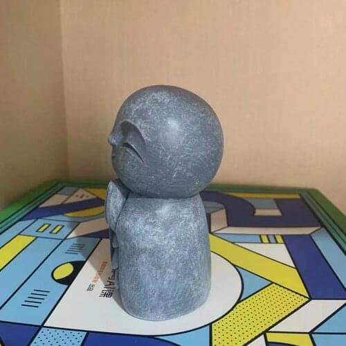 Resin Japanese Buddha Little Smiling Jizo Monks In Prayer Statue Ksitigarbha