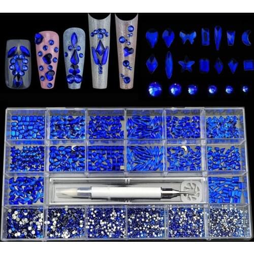 4620pcs Nail Art Rhinestones Set SS4-SS20 Mixed Shape Crystal Flatback Non Hotfix Rhinestones 3D Diamonds For Nail Art