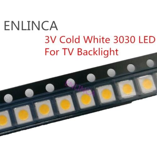50-100pcs SMD LED 0.5W 1W 3V Cold White 3030 LED Diode LCD Back light Lighting Television Backlit Back-light LED TV Backlight