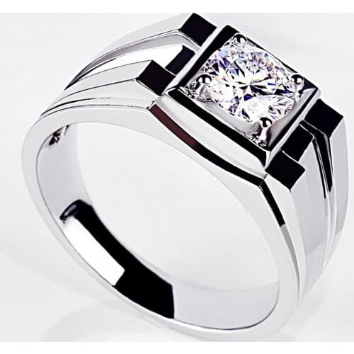 Three-dimensional Authentic 925 Sterling Silver Mens Ring Luxury Exquisite Engagement Wedding Party Anniversary Diamond Jewelry