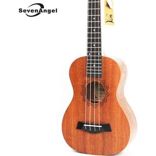 SevenAngel 21 Inch Mahogany Ukulele Soprano Travel Guitar Hawaii 4 Strings Ukelele Electric Acoustic Gitar with Pickup EQ