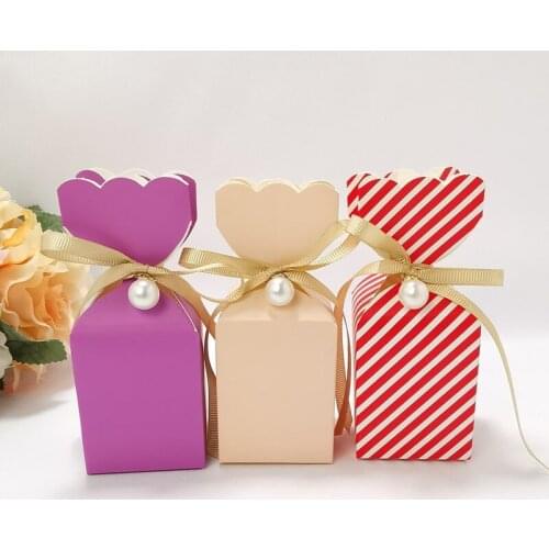 10pcs Fishtail Vase Chocolate Candy Boxes Cardboard Box Wedding Box Decoration Paper Gift Box Packaging Event Party Supplies