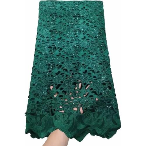 Green African Cord Laces 2021 High Quality French Milk Silk Guipure Lace Fabric Embroidery With Sequins For Wedding NFM5002