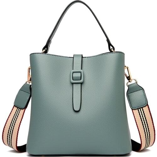 Ladies Designer PU Leather Handbag Luxury Solid Color Shoulder Bag Fashion Large Capacity Wide Shoulder Strap Womens Tote Bags