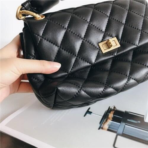 New Top Quality Lambskin Leather Women 's Leather Crossbody Shoulder Bags Real Leather Genuine Sheepskin Rhombus Chain Handbags