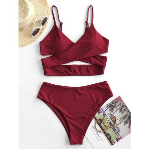 TELOTUNY Womens swimsuits Ladies Bikini Set Solid High Waisted Two Piece Swimsuit Push Up Padded Summer bathing suits 2021