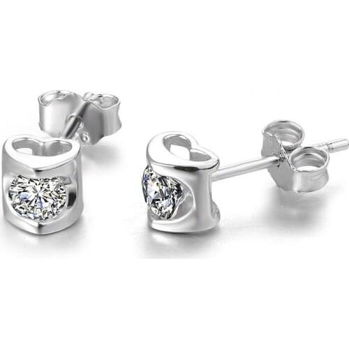 1pair Hight Quality Fashion Wedding Earring 925 Sterling Silver Special CZ Heart Shape Earrings Romantic Stud Earring For Women