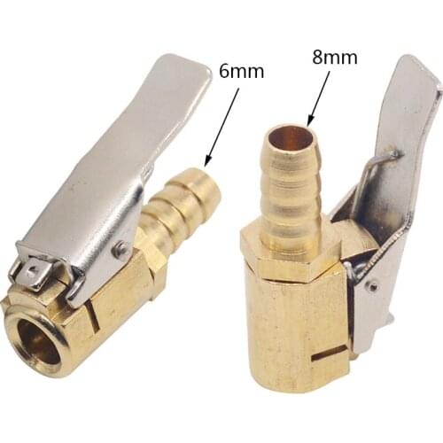 1PC Car Auto Brass 6mm 8mm Tyre Wheel Tire Air Chuck Inflator Pump Valve Clip Clamp Connector Tire Repair Tools Car Accessories