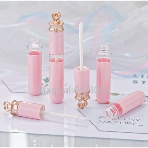 10/30/50/80pcs 7ml High Quality Pink Lip Gloss containers Tube Empty Lip Gloss Lipstick Tube With Love Shap Cosmetic Containers