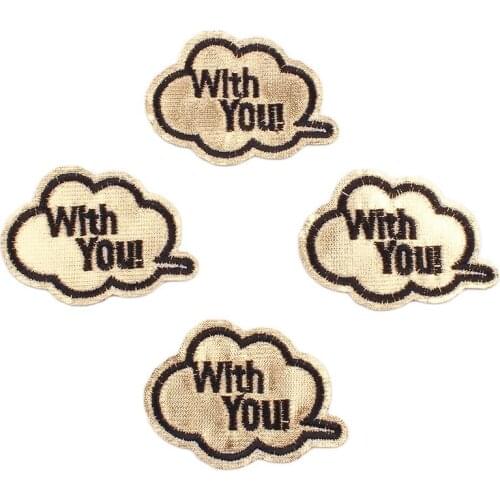10pcs/lot Iron On Gold Words Patches Embroidery Funny Stickers for Clothing Bags Shoes Socks DIY Jeans Fabric Appliques Badge