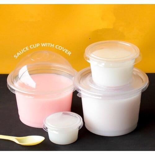 100pcs High quality transparent disposable pudding cup mini sauce packaging cups party favor ice cream plastic cups with lid