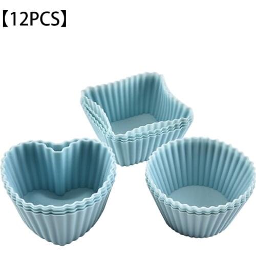 12PCS Cupcake Molds Silicone Moulds Pudding Tools Cake Cup Non-stick Baking Accessories
