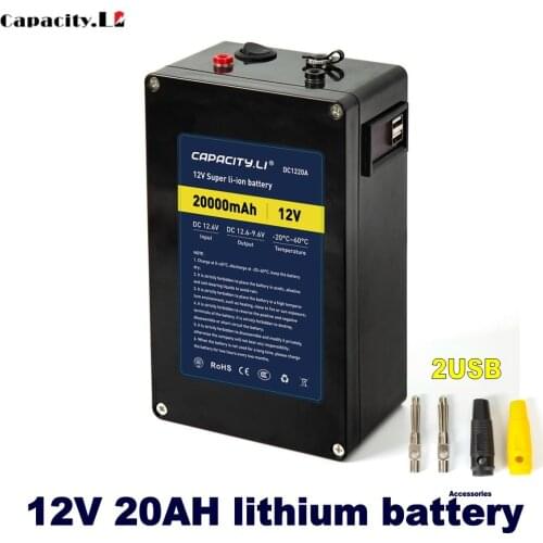 12V 20ah Lithium battery pack Rechargeable with BMS and Terminal Outdoor USB Portable power bank Tax package