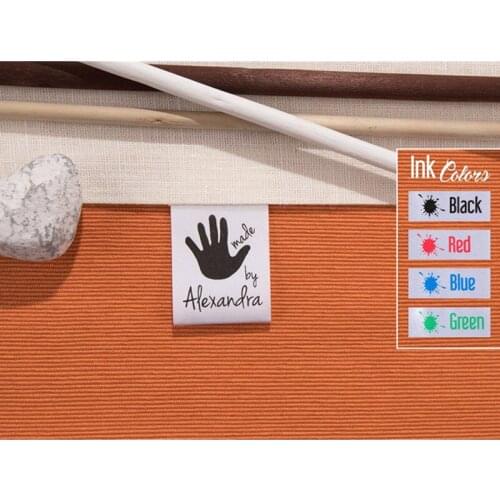 300 Personalized Fabric printed clothing washing tags Satin Sewing Branding labels Handmade White washable products Care label