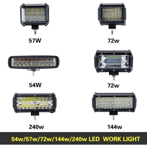 4 6 7inch 54W 57W 72W 144W 240W LED Work Light LED Bar Light for Motorcycle Tractor Boat Off Road 4WD 4x4 Truck SUV ATV Fog Lamp