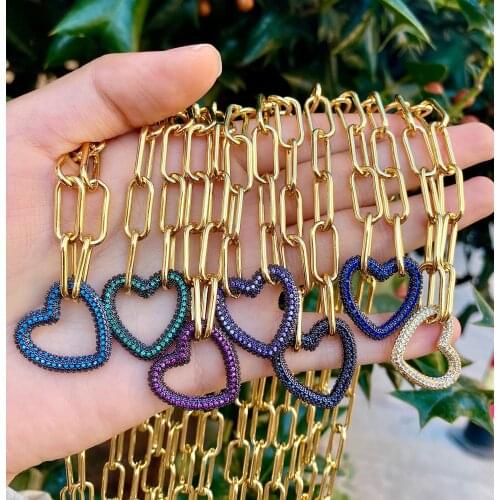 5Pcs Jewelry Copper Cubic Zircon Micro paved Men WomenGift Party Trendy Gold Punk Chain