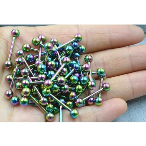 50pcs Body Jewelry-RainbowTongue Bar Barbells Nipple Ear Bar Body piercing Jewelry Straight Barbells Ear Helix Short Bar