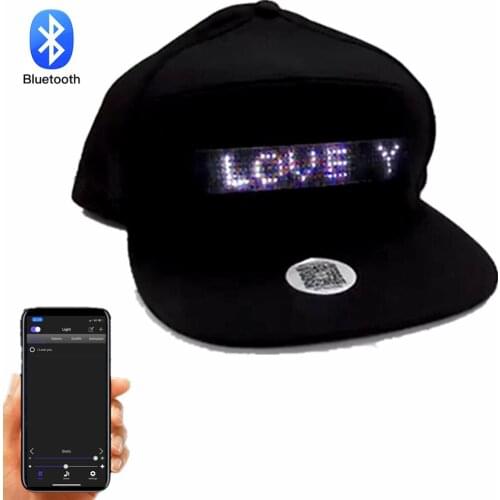 5X36 dot Unisex Bluetooth LED Mobile Phone APP Controlled Baseball Hat Scroll Message Display Board Hip Hop Street Snapback Cap