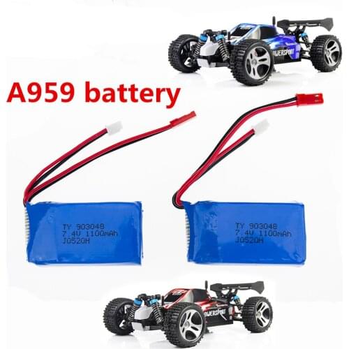 2pcs 7.4V 1100ma LiPo Battery for Wltoys A949 A959 A969 A979 K929 RC Helicopter Airplane Car Boat
