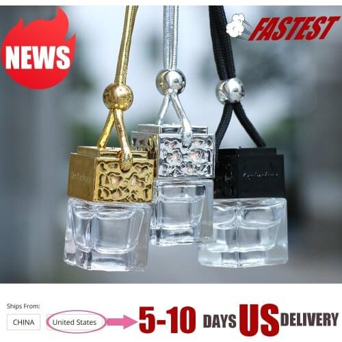 1PC Car Perfume Empty Bottle Essential Oils Glass Bottles Auto Ornament Hanging Pendant Air Freshener Containers Home Decor