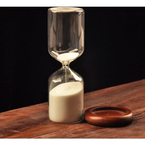 30min Glass Hourglass Wood White Sand Timer Clock Home Decor Birthday Valentines Day Gift Ampulheta Reloj De Craft Ornament