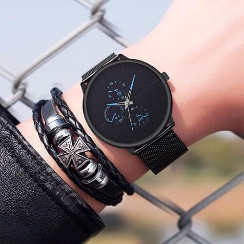 YOLAKO Watch Men Stainless Steel Quartz Calendar Black Business Mens Watches TOP Brand Luxury Sport Male Clock Hour reloj hombre