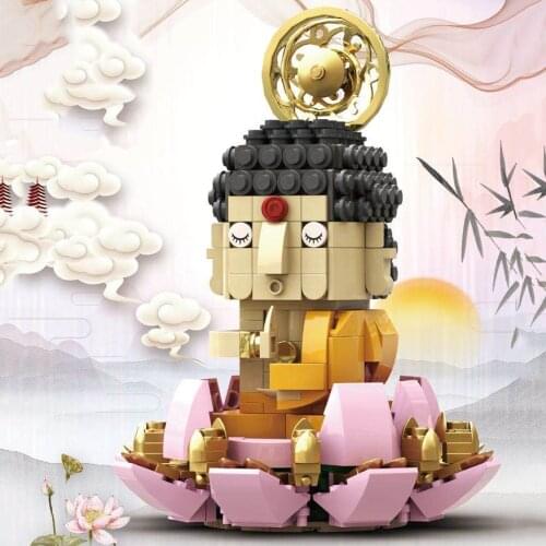 DIY MOC small creative gift small particle chinese Buddha brickheadz building assembly model toys for children gifts