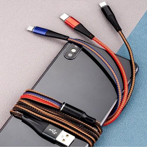 Three-in-One Data Cable Spot Cowboy Charging Data Cable Charging for Iphone Android Type-C Fast Charge Line Data Cable