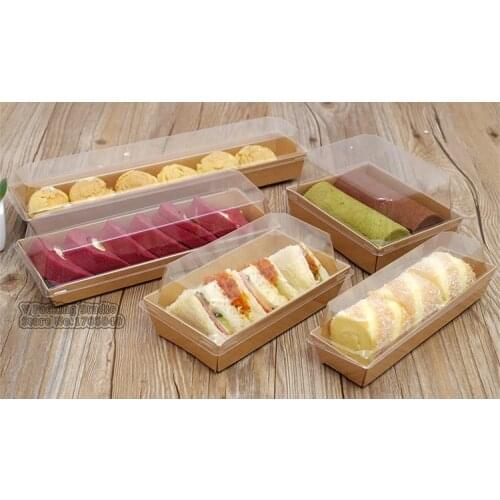 Brown Cake box with Clear PVC window take out box To go boxes Kraft paper doggie bag food lunch pasta packing. 100pcs/lot