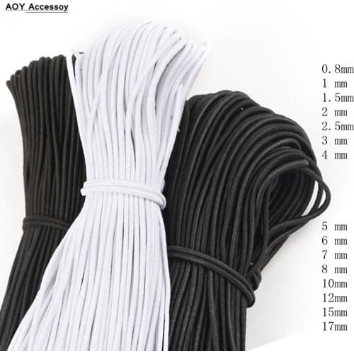 Round Elastic Band Bungee Shock Cord Black White Strap Stretch Rope for handmade DIY craft Jewelry Making Outdoor Project