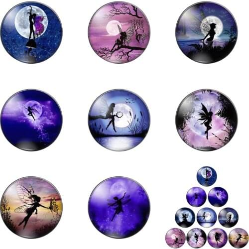 Cartoon Butterfly Girls Princesse Round Photo Glass Cabochon Demo Flat Back Making Findings Handmade DIY Accessories