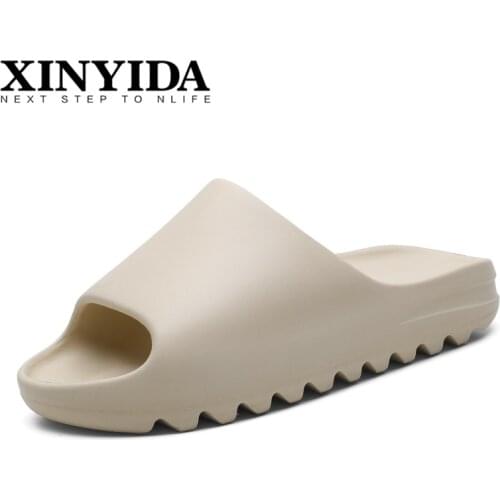 Mens Summer YZY Slides Breathable Cool Beach Sandals Flip Flops Fish Mouth Men Slippers Lightweight Bone White Plus Size 35-46