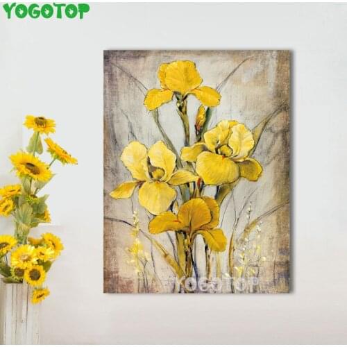 Wall Vintage Canvas diamond embroidery iris Painting Wall Pictures for room Flower diamond mosaic full square round decor YY4991
